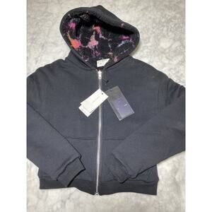 JOHN ELLIOTT-Reversible Fleece Lined Zip Hoodie Black X Highlighter-0 XS-BNWT
